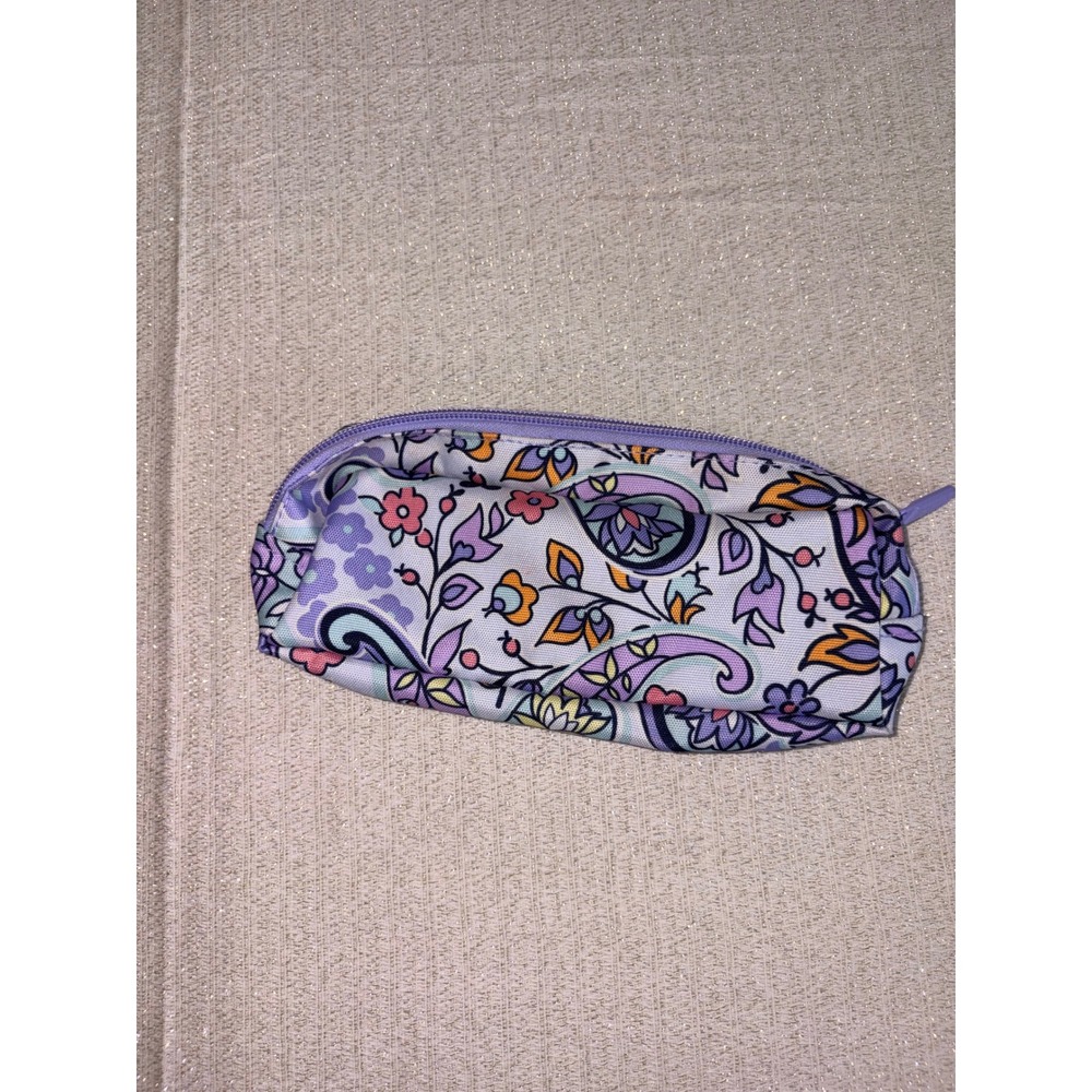 Vera Bradley makeup bag Pouch Purple Floral Paisley Good Zippered Cosmetic Case - Picture 8 of 10